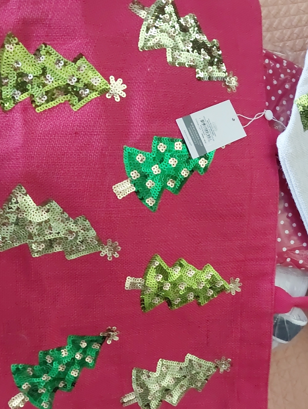 Mud Pie Sequin Christmas Tree Tote - Hot Pink